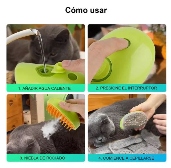 Cepillo  Vaporizador Mascotas quitapelos